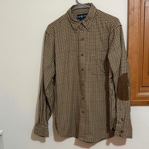 Ralph Lauren Tan and Brown Checkered Button Down Shirt